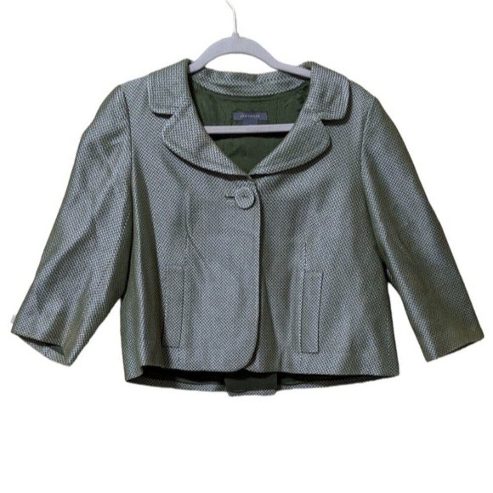 Ann Taylor cropped Swing jacket blazer tweed herringbone peter pan collar size 6